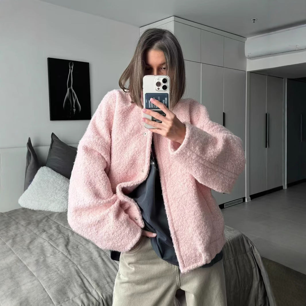 Damen Wolljacke im modernen Teddy-Stil Drune