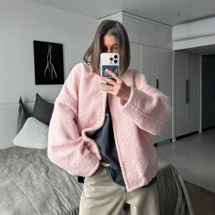 Damen Wolljacke im modernen Teddy-Stil Drune