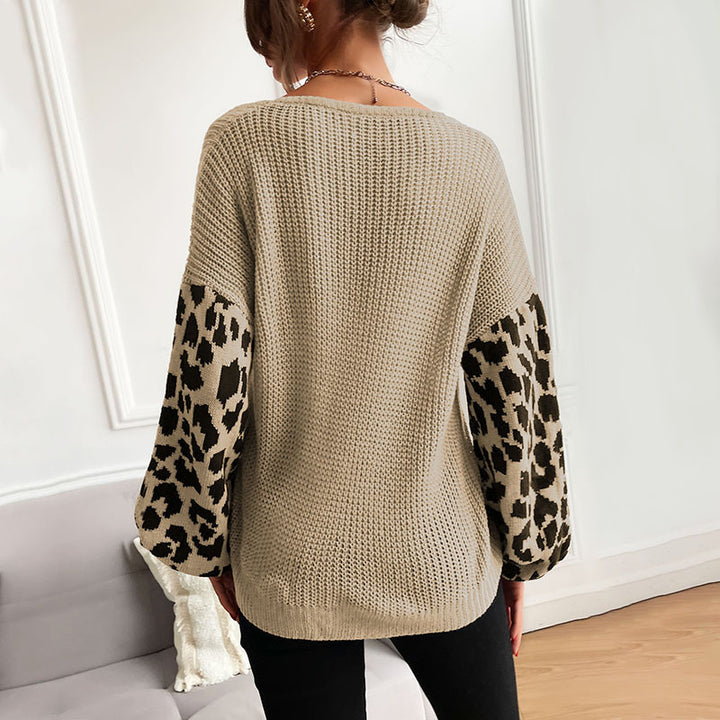 Damen Strickpullover mit modischem Animal-Print an den Ärmeln Drune