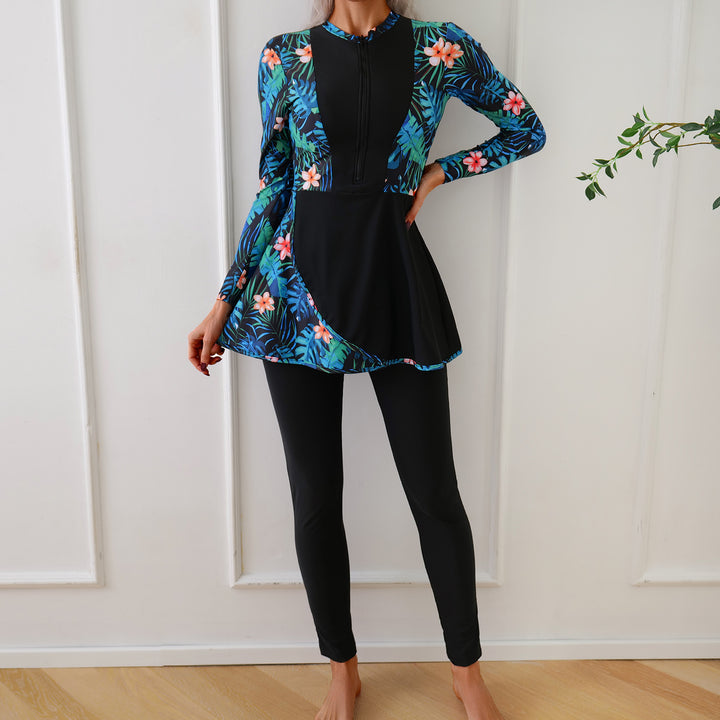 Damen Modischer Badeset mit langer Tunika und Leggings Drune