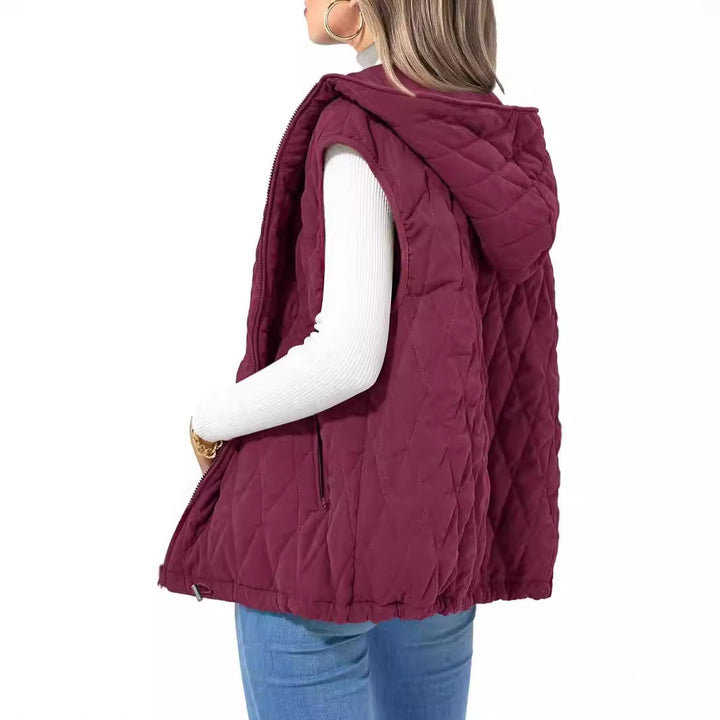 Damen gesteppte Hoodie-Weste mit praktischen Taschen Drune