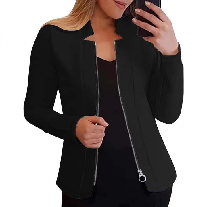Damen elegante Jacke mit durchgehendem Reißverschluss und schmalem Schnitt Drune