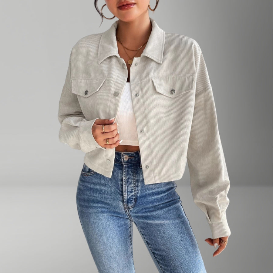 Damen modische Kurzjacke aus Cord Drune