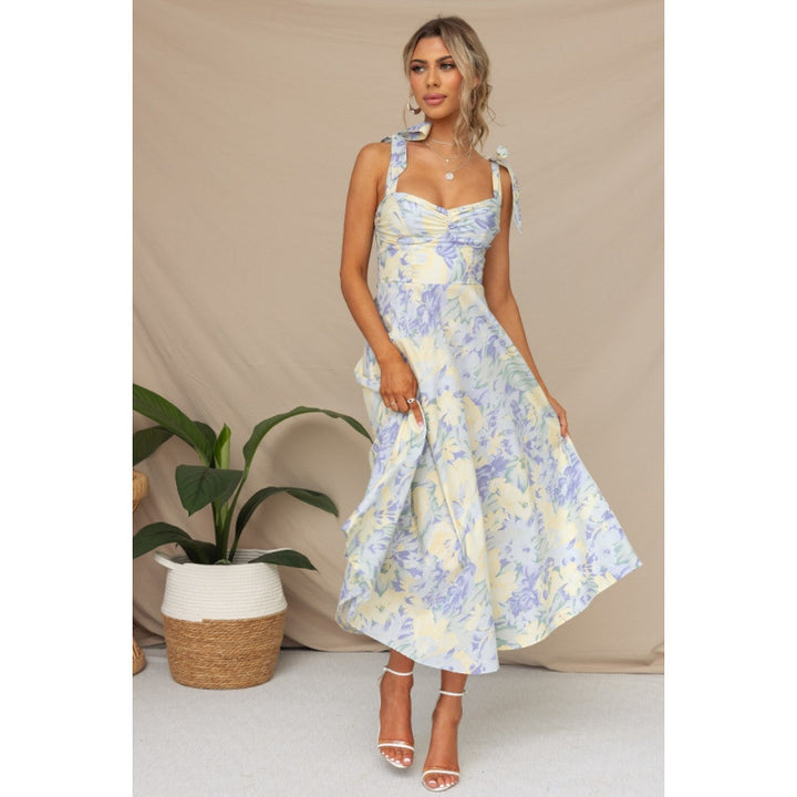 Damen Sommerliches Maxikleid mit verstellbaren Trägern und Raffungen Drune