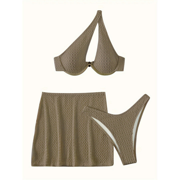 Damen Triangel-Bikini-Set mit modischem Wickelrock und innovativem Design Drune