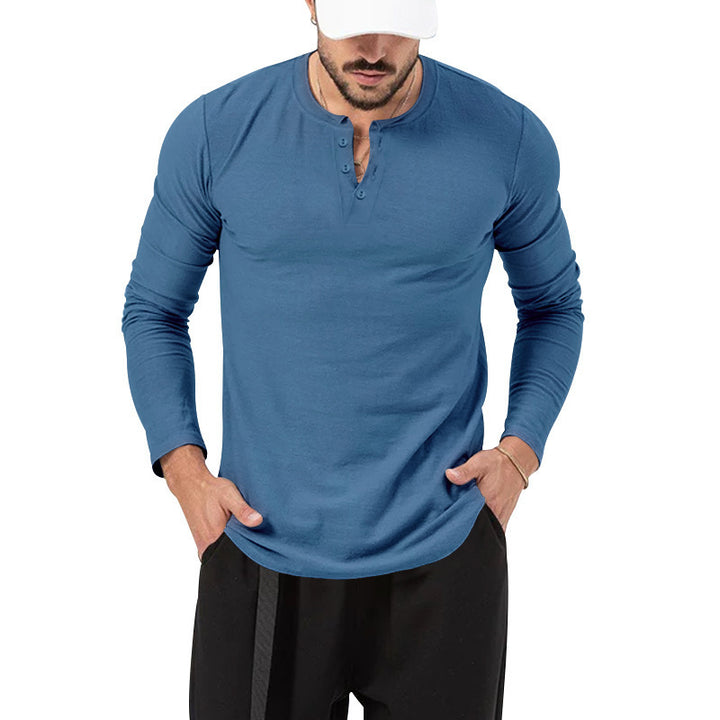 Herren Langarmshirt mit Knopfleiste und modischem Schnitt Drune