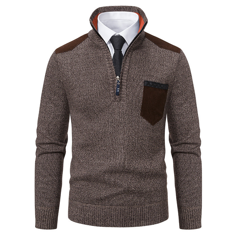 Herren lässiger Pullover mit halbem Reißverschluss und modernem Kragen Drune