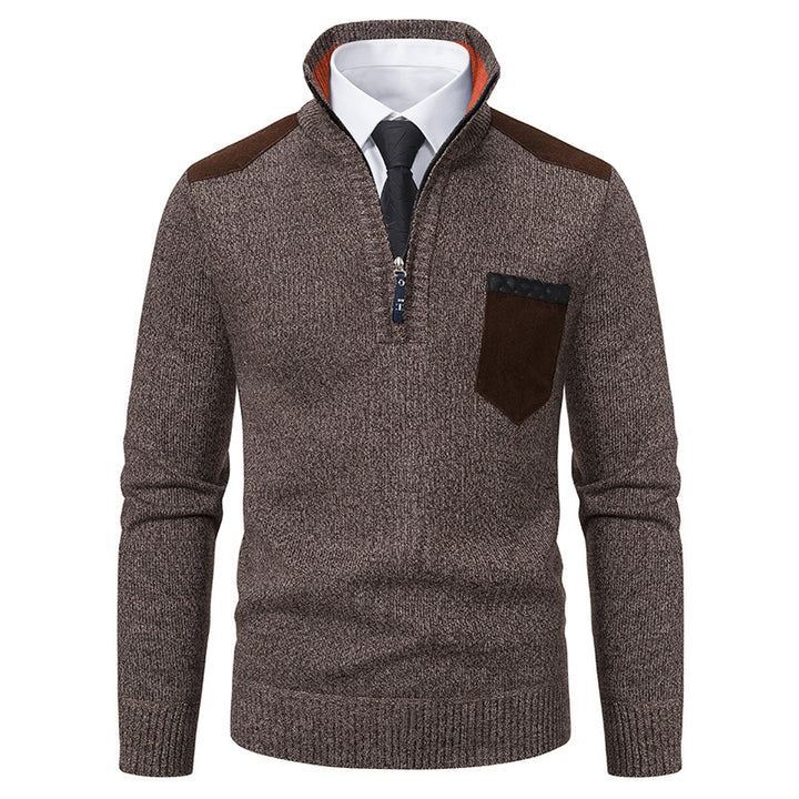 Herren lässiger Pullover mit halbem Reißverschluss und modernem Kragen Drune