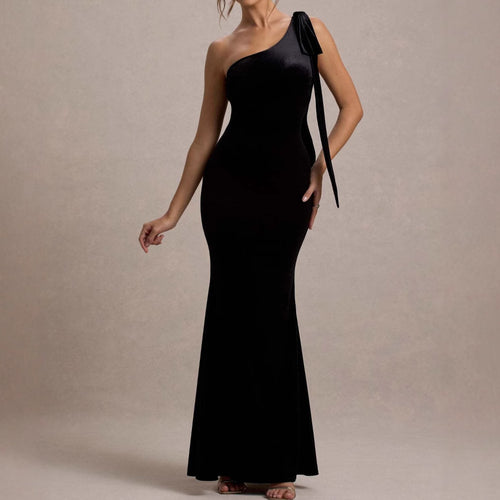 Damen Elegantes Maxikleid mit schulterfreiem Design und schmaler Silhouette Drune