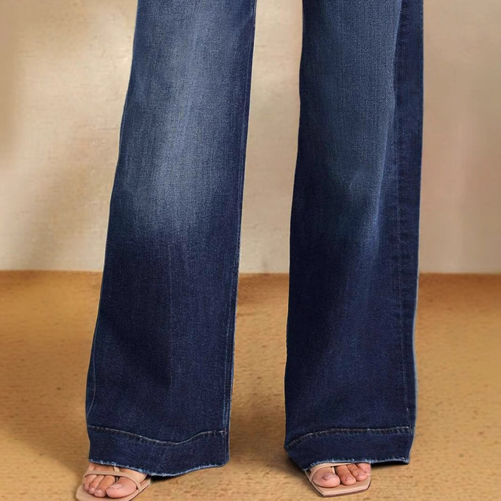 Damen Weit geschnittene Jeans mit modischem Kordelzug und elastischem Bund Drune