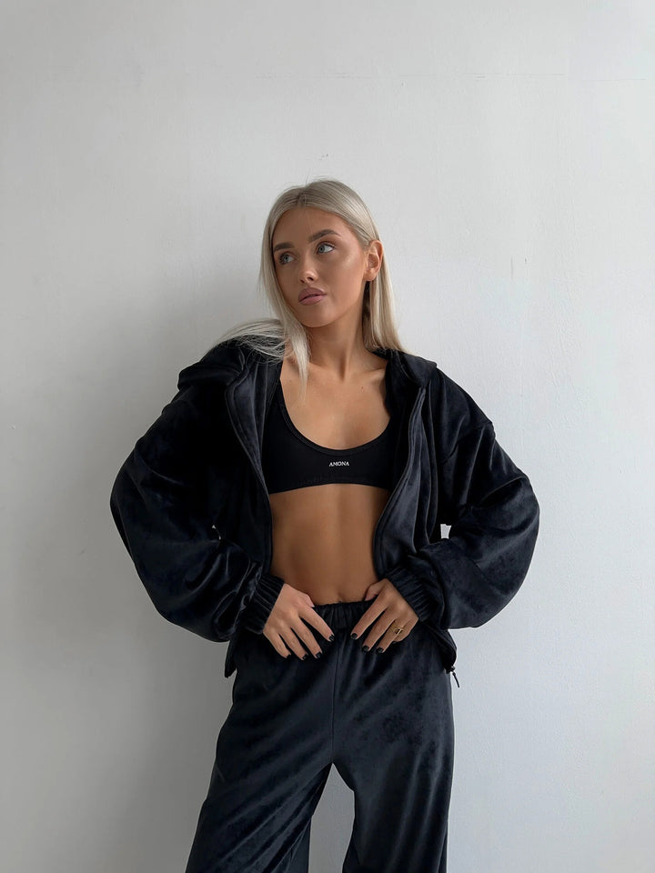 Damen Sportliches Velvet Loungewear-Set Drune
