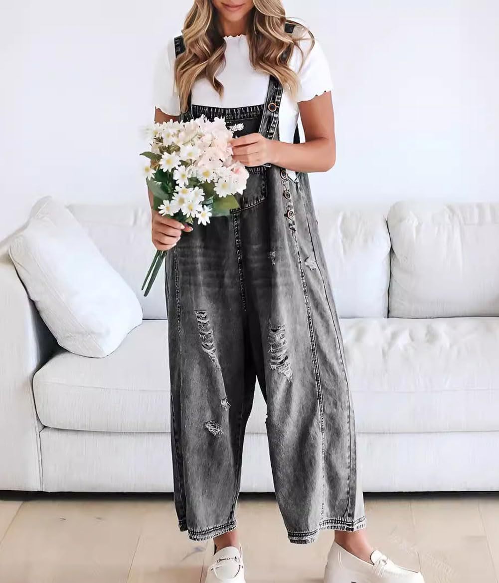 Femme Relaxed Fit Denim Latzhose Drune