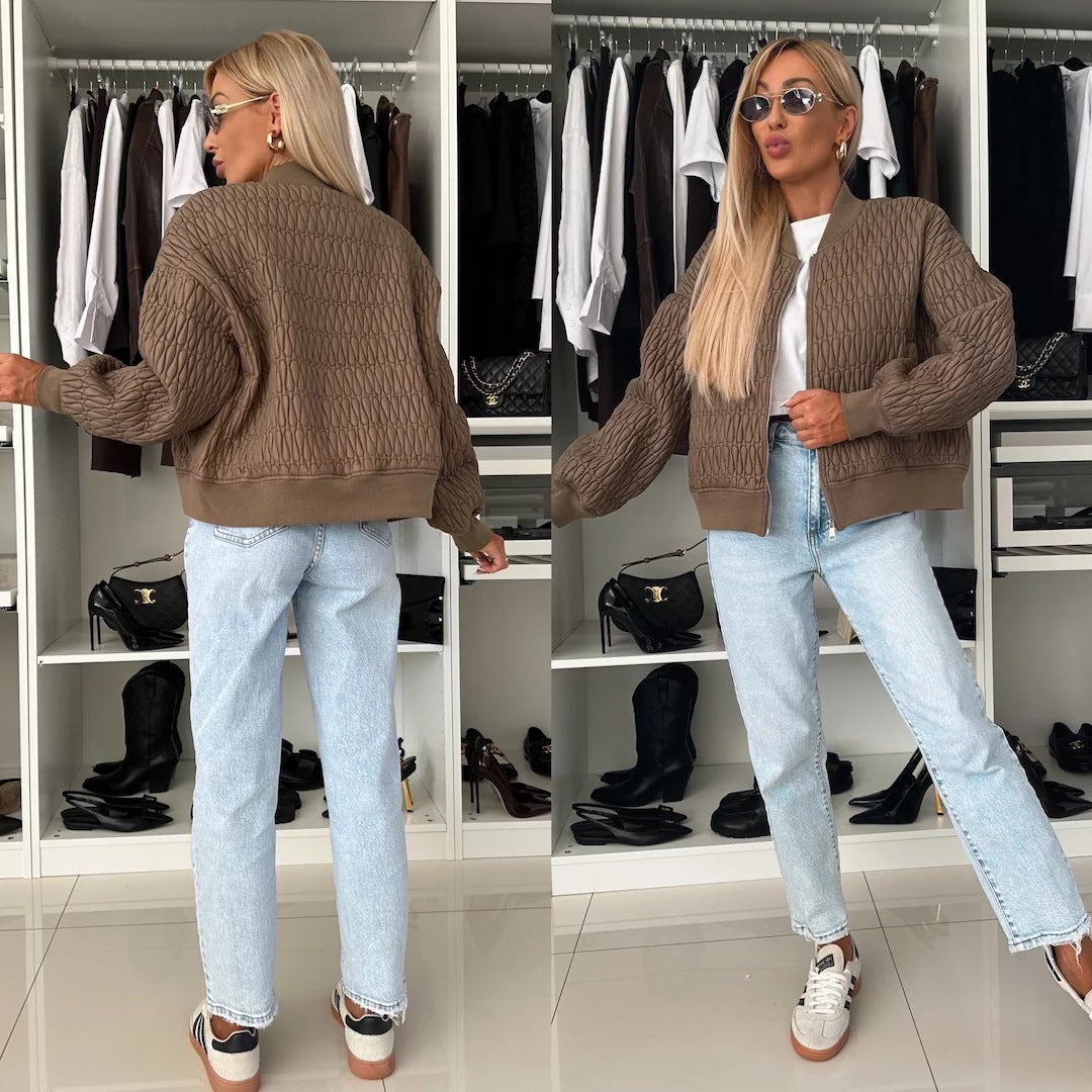 Damen elegante Steppjacke mit voluminösen Ärmeln Drune