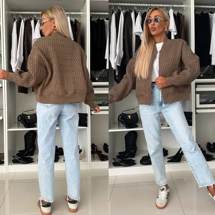 Damen elegante Steppjacke mit voluminösen Ärmeln Drune