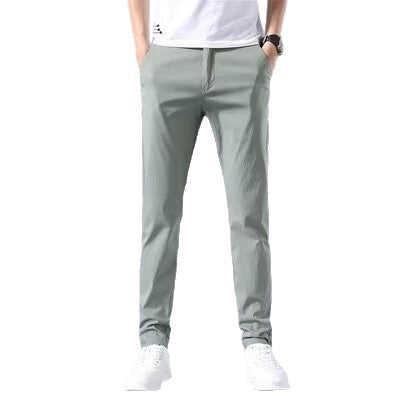 Herren stylische Chinohose mit schmalem Schnitt und elastischem Bund Drune