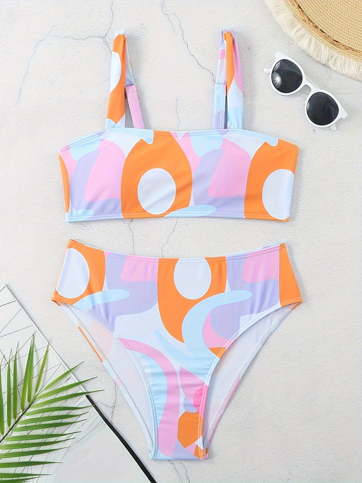 Damen Bikini-Set mit modischem grafischen Design und breiten Trägern Drune