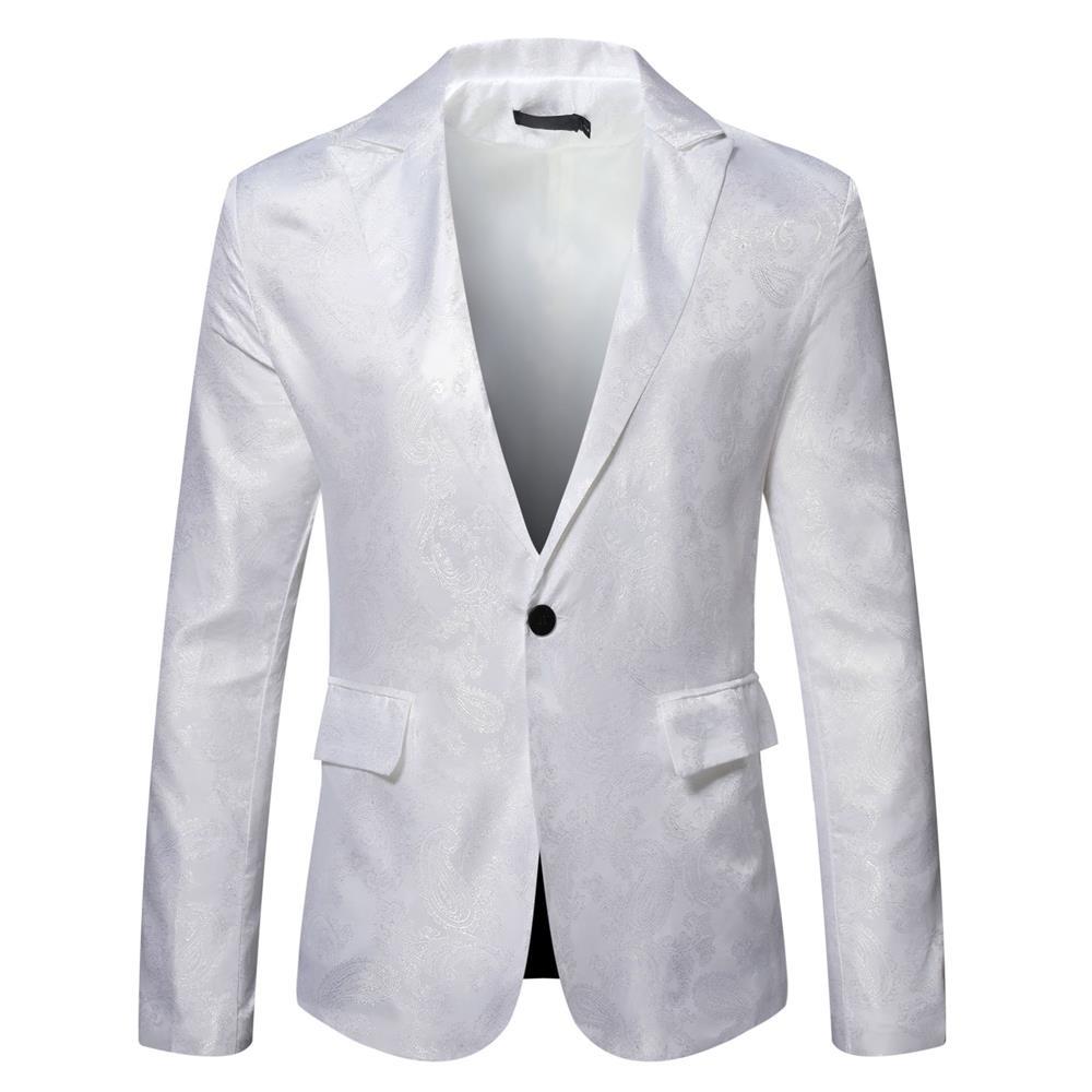 Herren Eleganter Paisley Muster Satin Blazer Drune