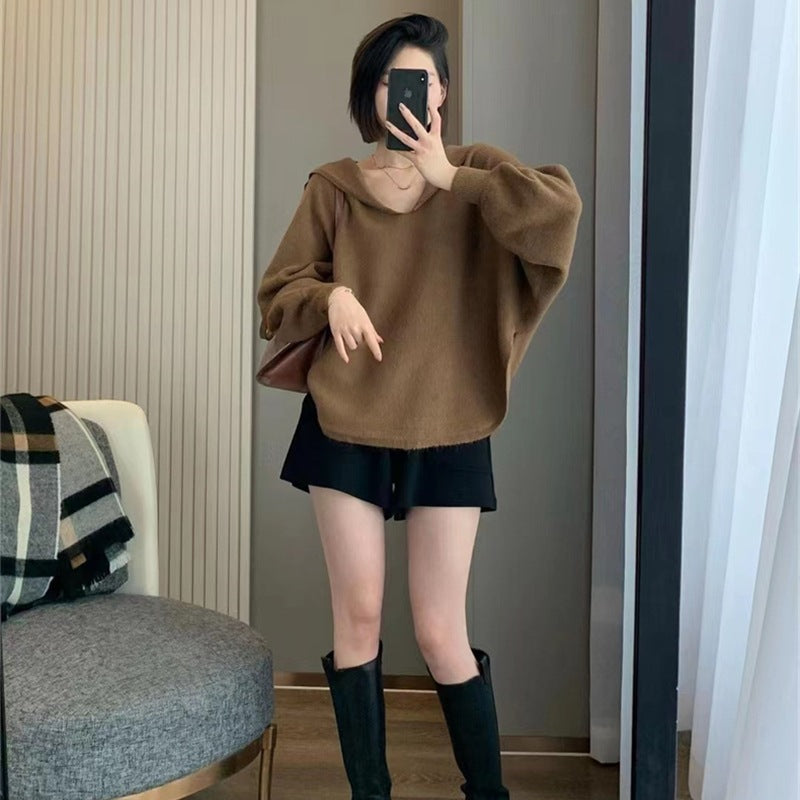 Damen modischer Kapuzenpullover mit voluminösen Ärmeln und eleganter Schnittführung Drune