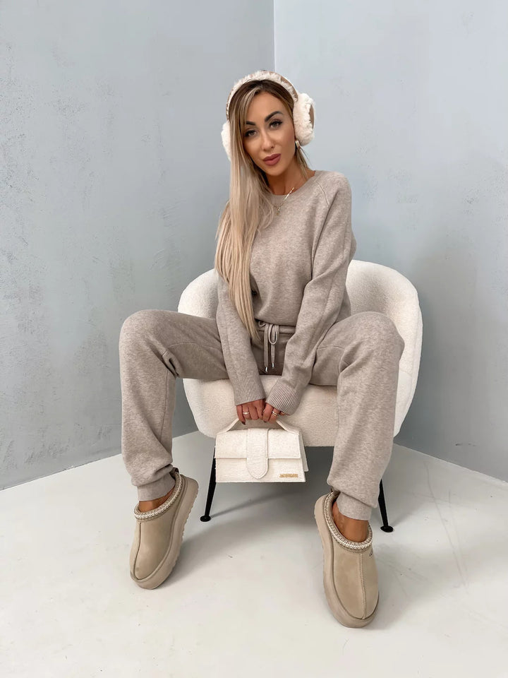 Damen Bequemes Fleece-Lounge-Set mit elastischem Bund und weichem Material Drune