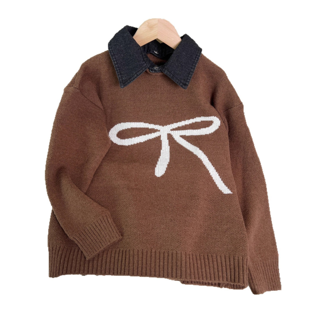 Damen kuscheliger Pullover mit schickem Schleifenmotiv Drune