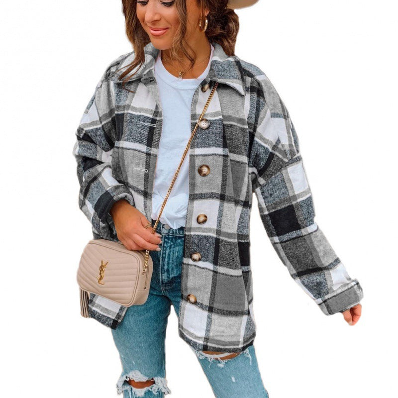 Damen Karierte Flanelljacke Drune
