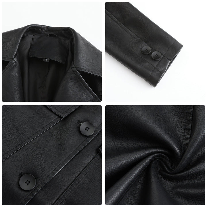Damen modischer Kunstlederblazer mit praktischen Taschen Drune