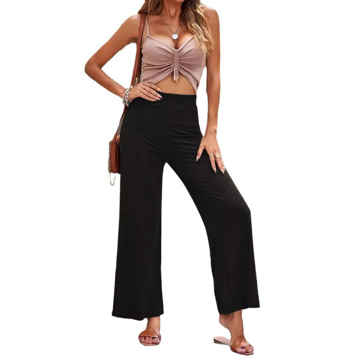 Damen weite Stretch-Hose mit Rippenstruktur Drune