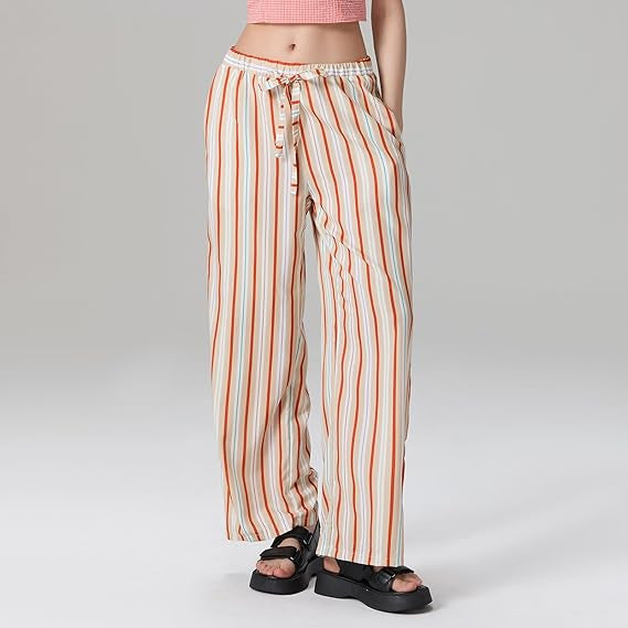 Damen lässige Maxi-Shorts mit verstellbarem Bund und modernem Streifenmuster Drune