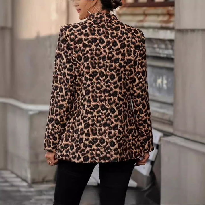Damen modischer Blazer mit Leopardenmuster und taillierter Passform Drune