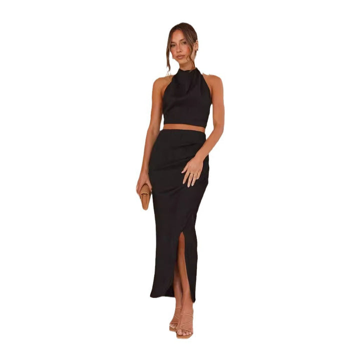 Damen Maxikleid im eleganten Hochkragenstil mit seitlichem Schlitz und figurschmeichelndem Schnitt Drune