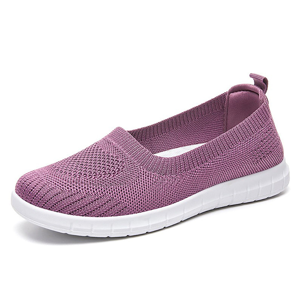 Damen nan atmungsaktive Strick-Ballerina-Slipper mit nahtlosem Sockeneinstieg, orthopädischem Memory-Fußbett und flexibler EVA-Laufsohle Drune