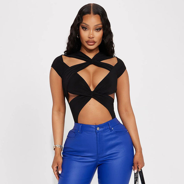 Damen Cut-Out Crop-Top Drune