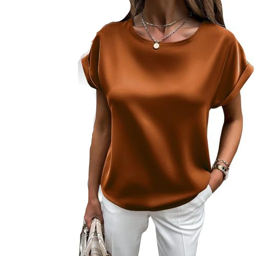 Drune | Satin-T-Shirt mit Umgeschlagenen Ärmeln für Damen