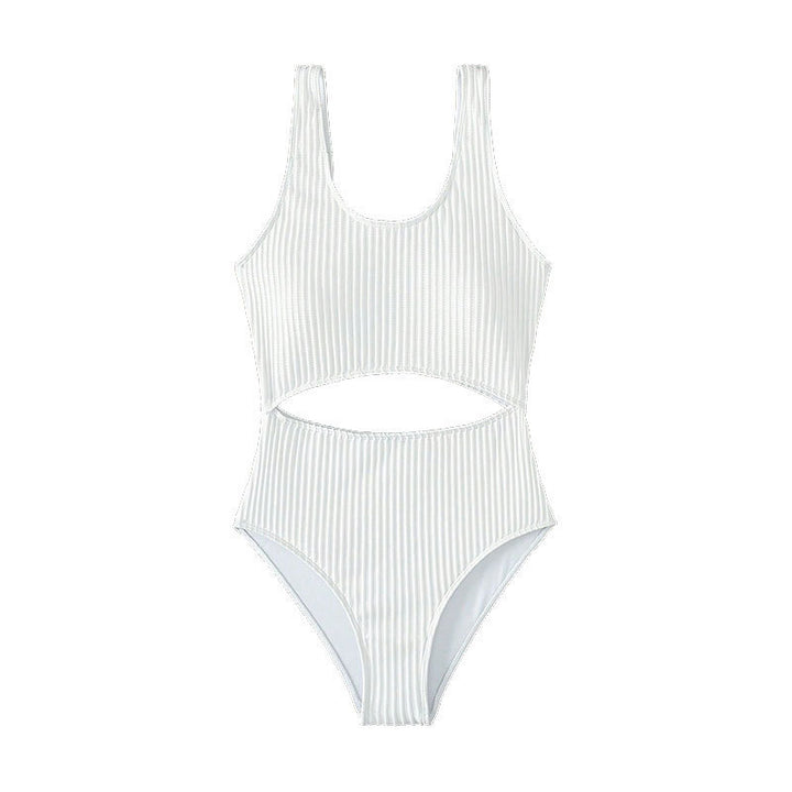 Damen Einteiler Badeanzug mit hohem Beinausschnitt und modischem Cut-Out Drune