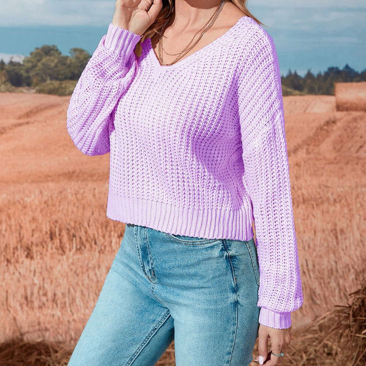 Damen lässiger offener Strickpullover Drune