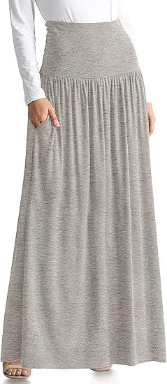 Damen Maxi-Rock mit elastischem Bund und Taschen Drune
