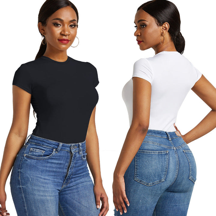 Damen figurbetonter Kurzarm-Bodysuit Drune