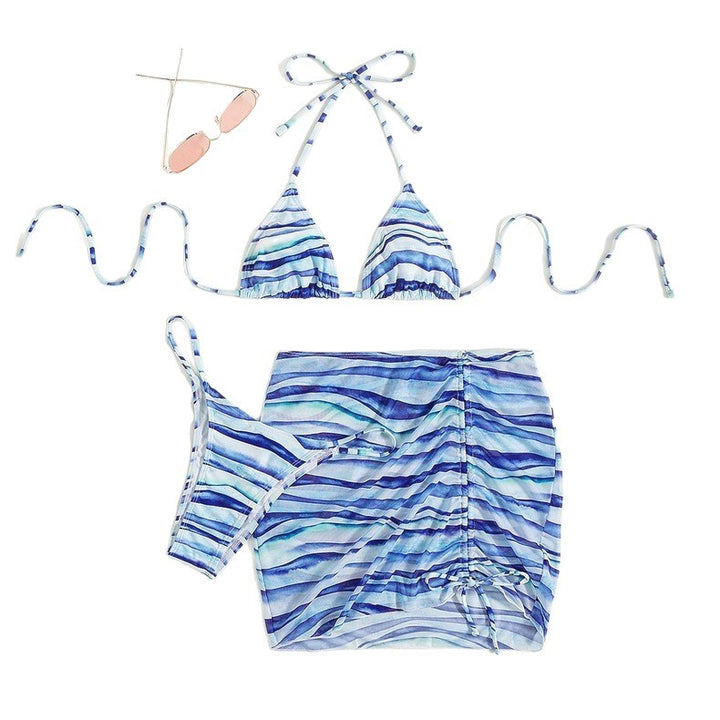 Damen Triangel-Bikini-Set mit verstellbarem Wickelrock Drune