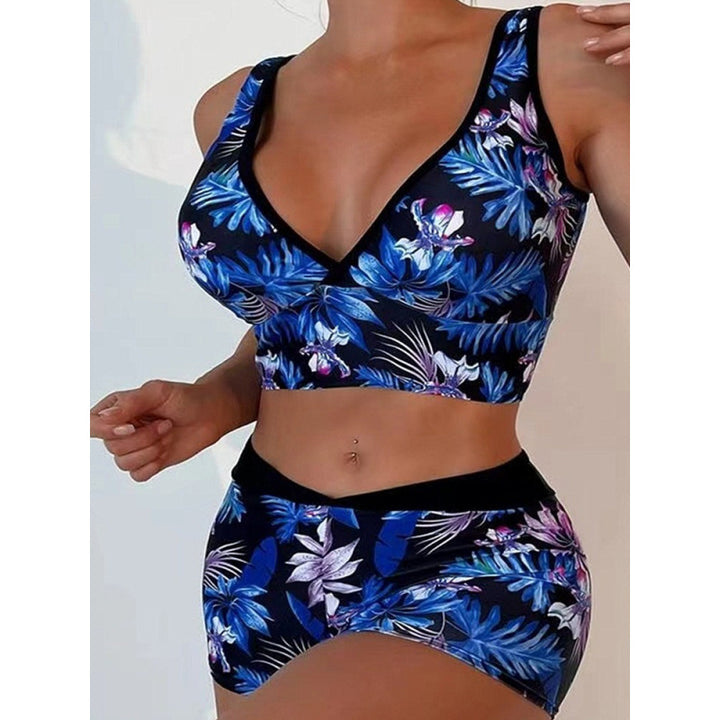 Damen Sport-Bikini-Set mit hoch geschnittenem Oberteil und bequemem Shorts Drune