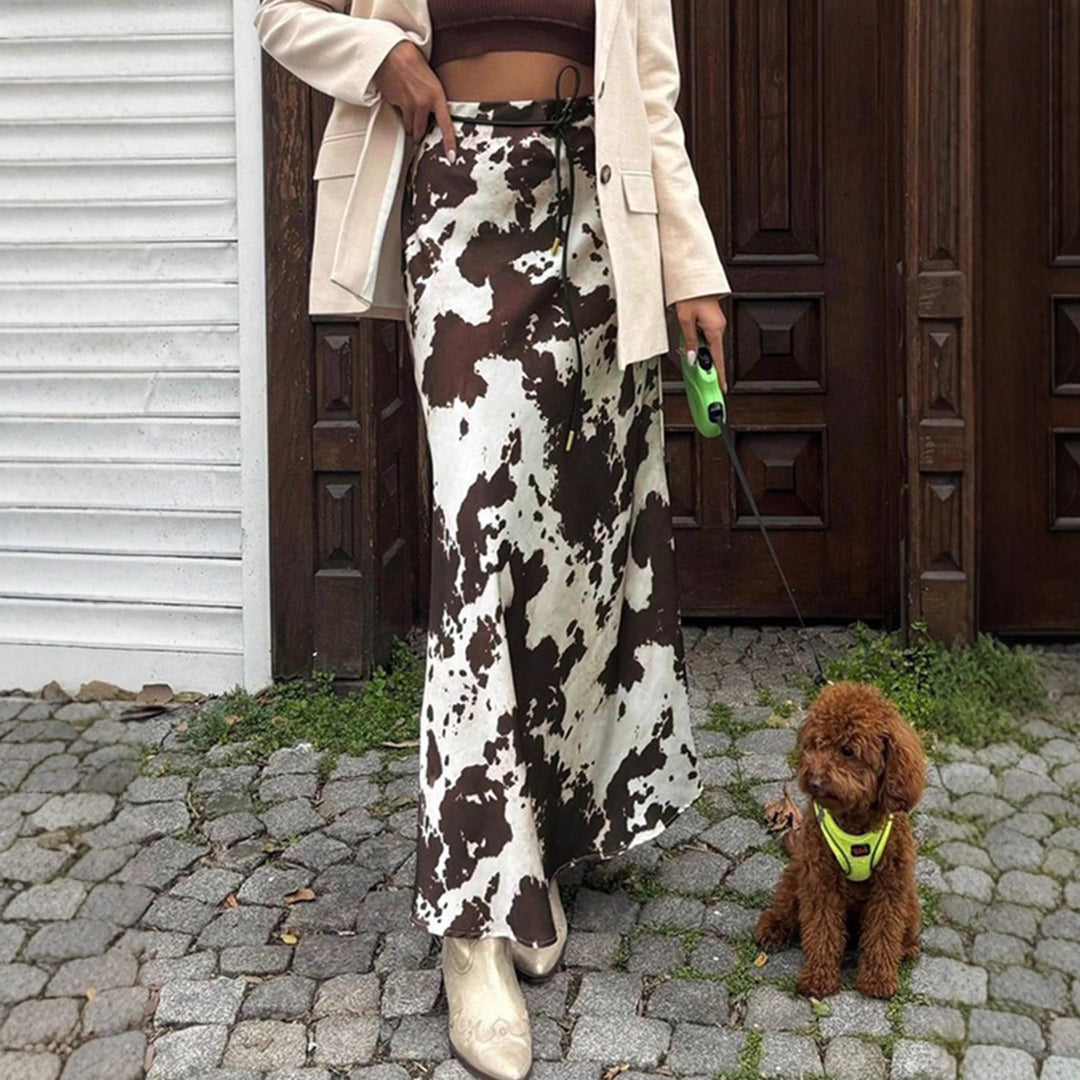 Damen Satinrock mit tierischem Muster Drune