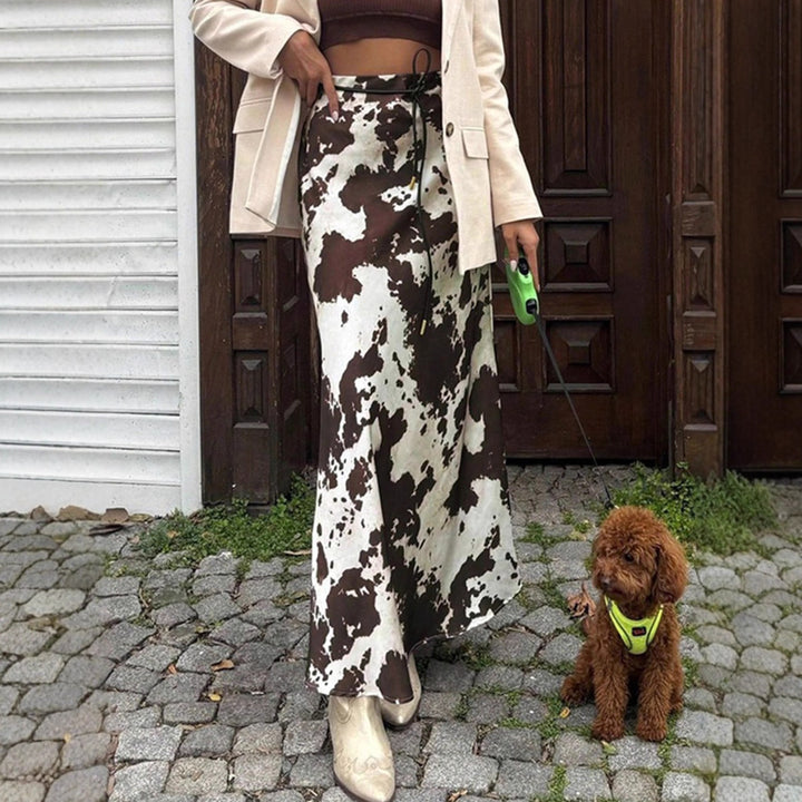 Damen Satinrock mit tierischem Muster Drune