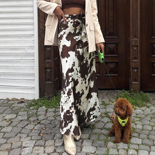 Damen Satinrock mit tierischem Muster Drune