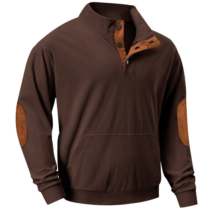 Herren bequemer Pullover mit Stehkragen und Knopfleiste Drune