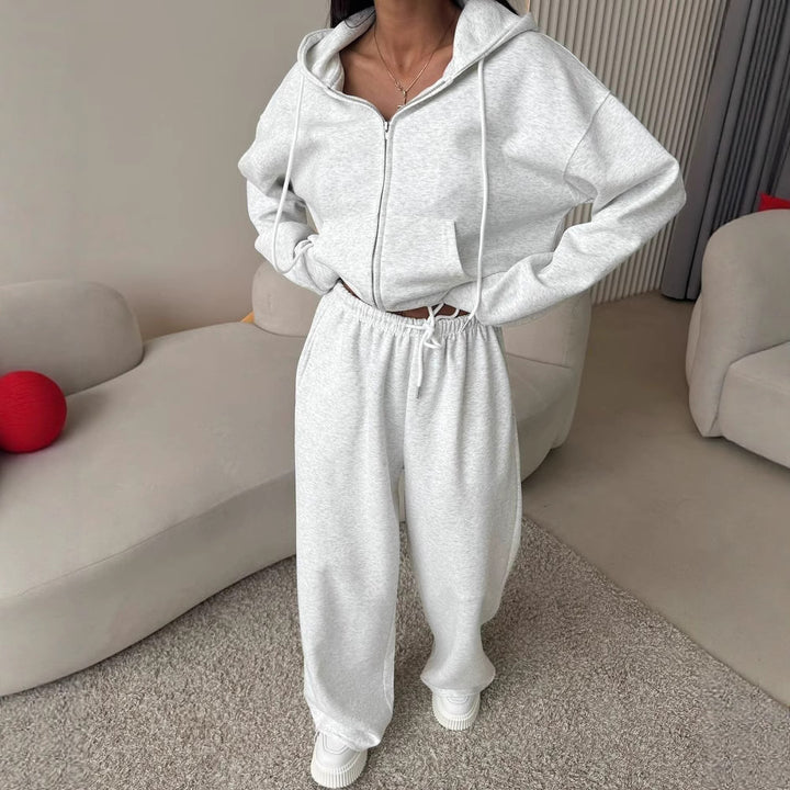Damen bequemer und eleganter Hoodie mit weiten Hosen Drune