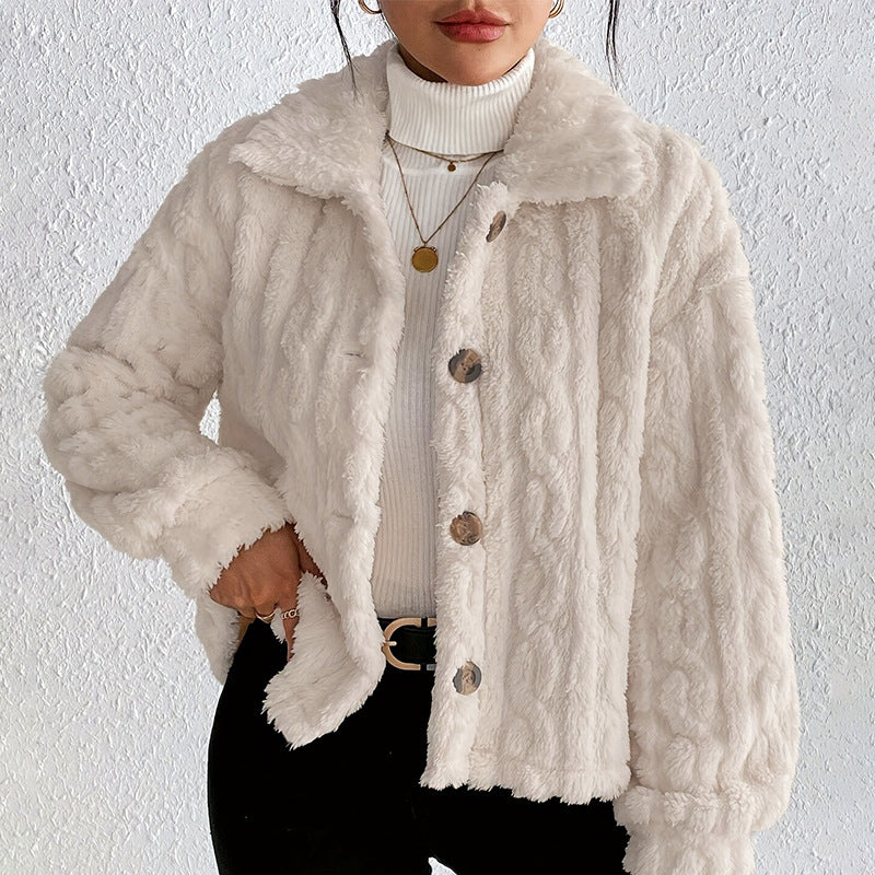 Damen Plüsch-Steppjacke mit hohem Kragen Drune