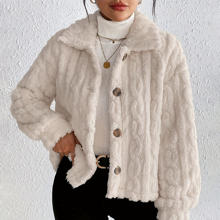 Damen Plüsch-Steppjacke mit hohem Kragen Drune