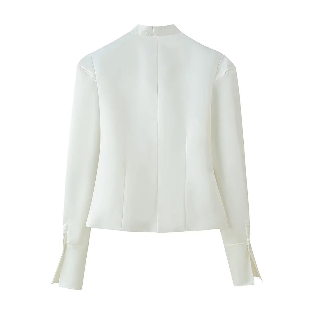 Damen elegante Blazerjacke mit modischem Stehkragen und dekorativen Knopfdetails Drune