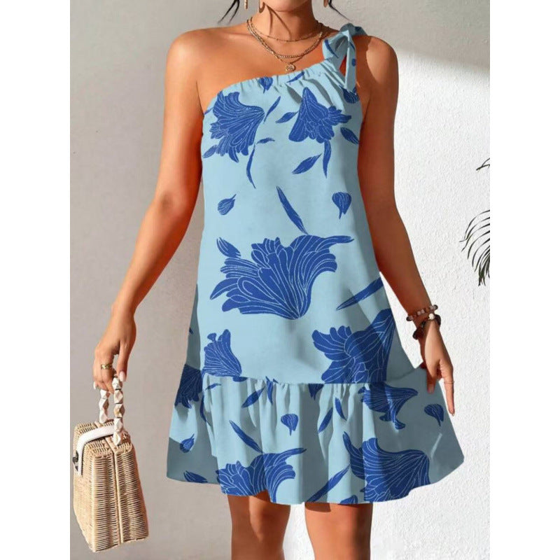 Damen Sommerliches Minikleid mit verspieltem Volant und asymmetrischem Saum Drune