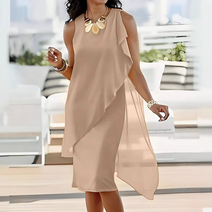 Damen elegantes und luftiges Abendkleid mit asymmetrischem Schnitt Drune