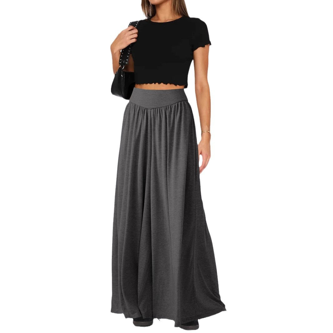 Damen weite Jersey-Hose mit hohem Bund Drune